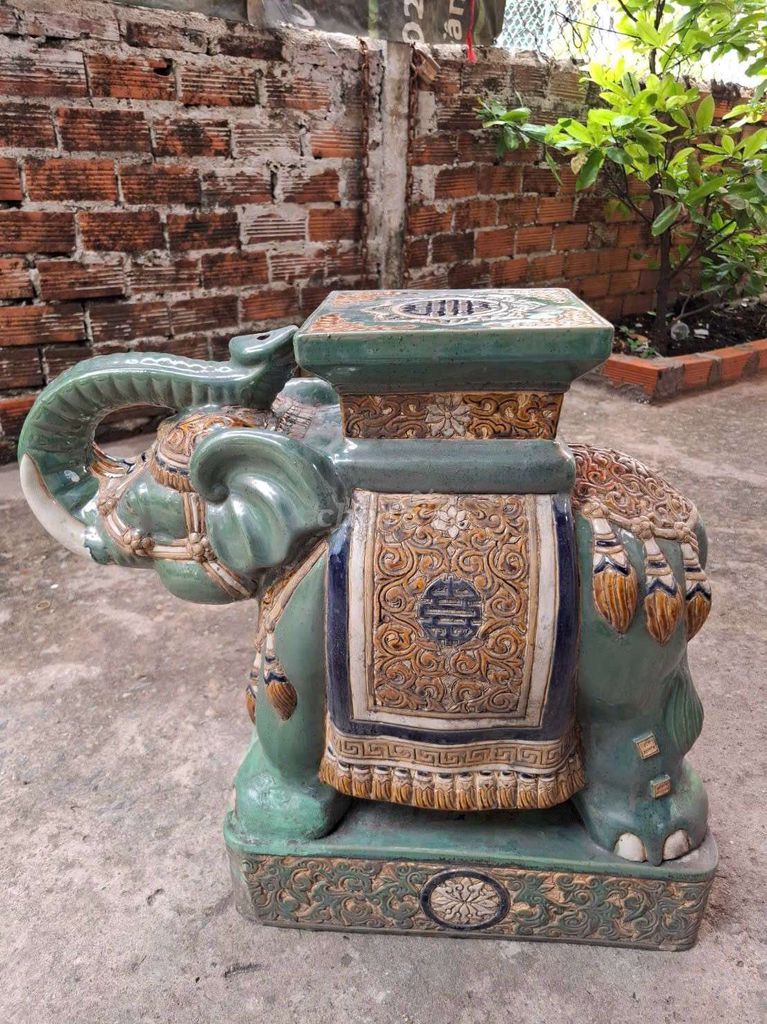 Đôn voi Gốm Biên Hòa Xanh 52cm