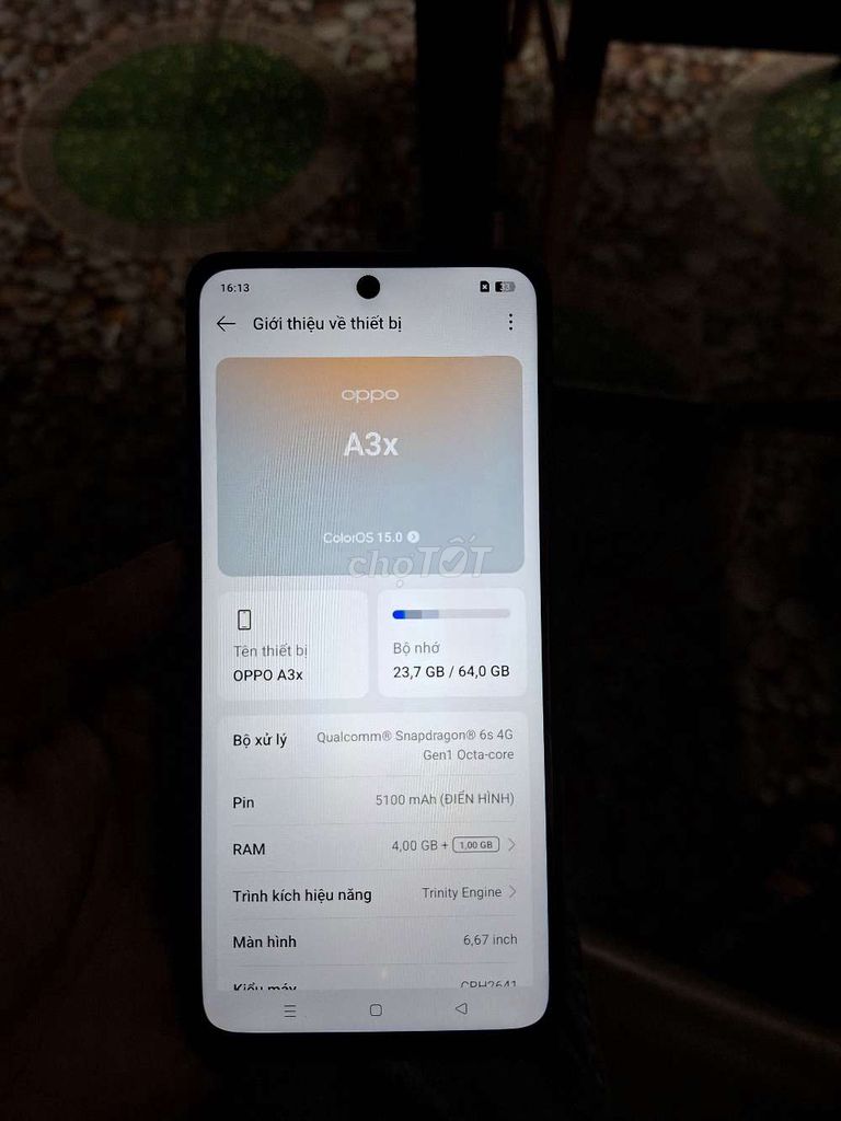 OPPO A3X chính hãng 4GB/64GB Đen 2 sim. Mua bán Điện thoại tại Quận Bình Tân Tp Hồ Chí Minh được đăng bởi V I N H hình 1