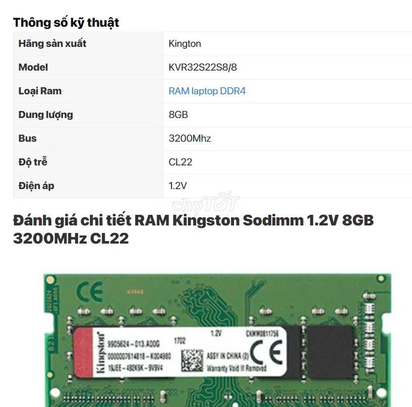 2 thanh Ram 8GB ddr4 3200