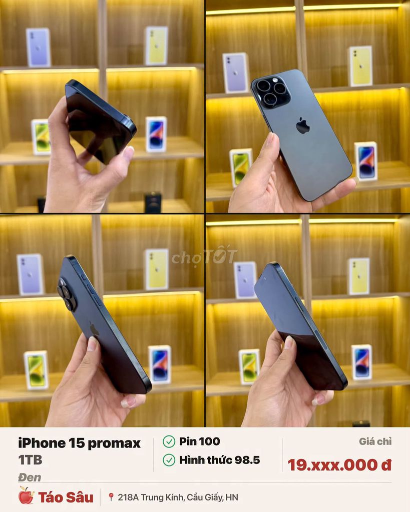 Apple iPhone 15 Pro Max 1TB Đen 98.5%. Mua bán Điện thoại tại Quận Cầu Giấy Hà Nội được đăng bởi Hội Đồ Điện Tử hình 1