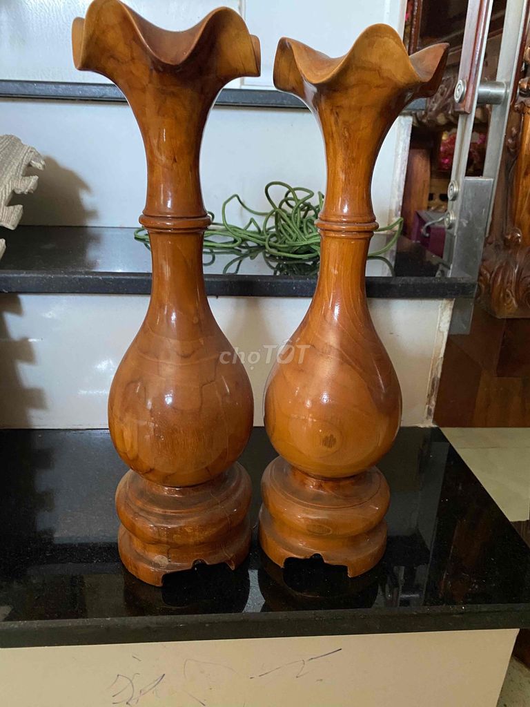 Bình củ tỏi Gỗ Nâu gỗ 50cm