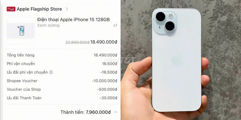 Apple iPhone 15 128GB Xanh dương. Mua bán Điện thoại tại Quận 5 Tp Hồ Chí Minh được đăng bởi Hội Đồ Điện Tử hình 1