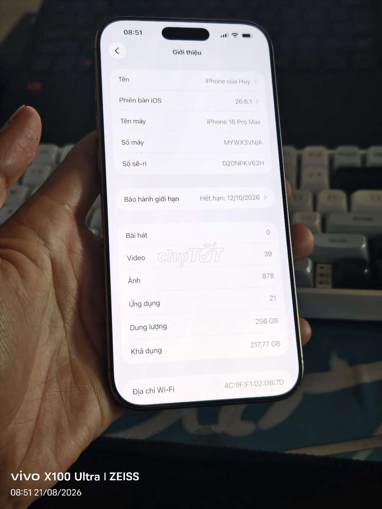 Apple iPhone 16 Pro Max 256GB Vàng 92%. Mua bán Điện thoại tại Thành phố Buôn Ma Thuột Đắk Lắk được đăng bởi Huy hình 1