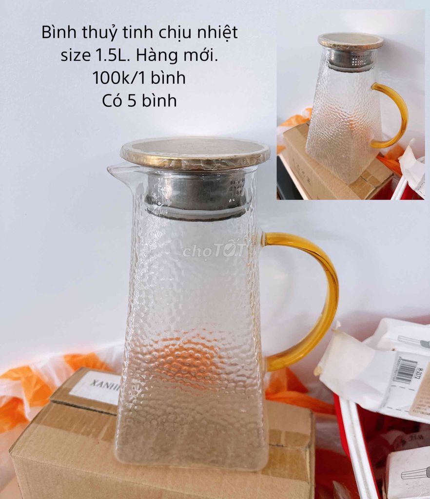 Bình nước thuỷ tinh dung tích lớn 2-3L