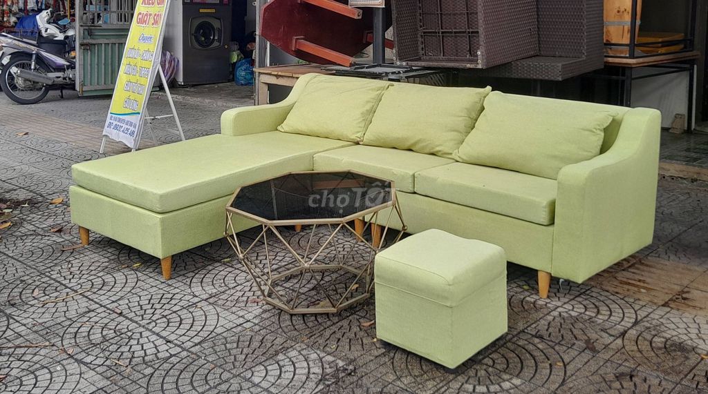 Thanh lý bộ  sofa chữ L Xanh cốm2.4m x 1.6m. Mua bán Bàn ghế tại Quận Cẩm Lệ Đà Nẵng được đăng bởi Nguyễn Gia hình 1
