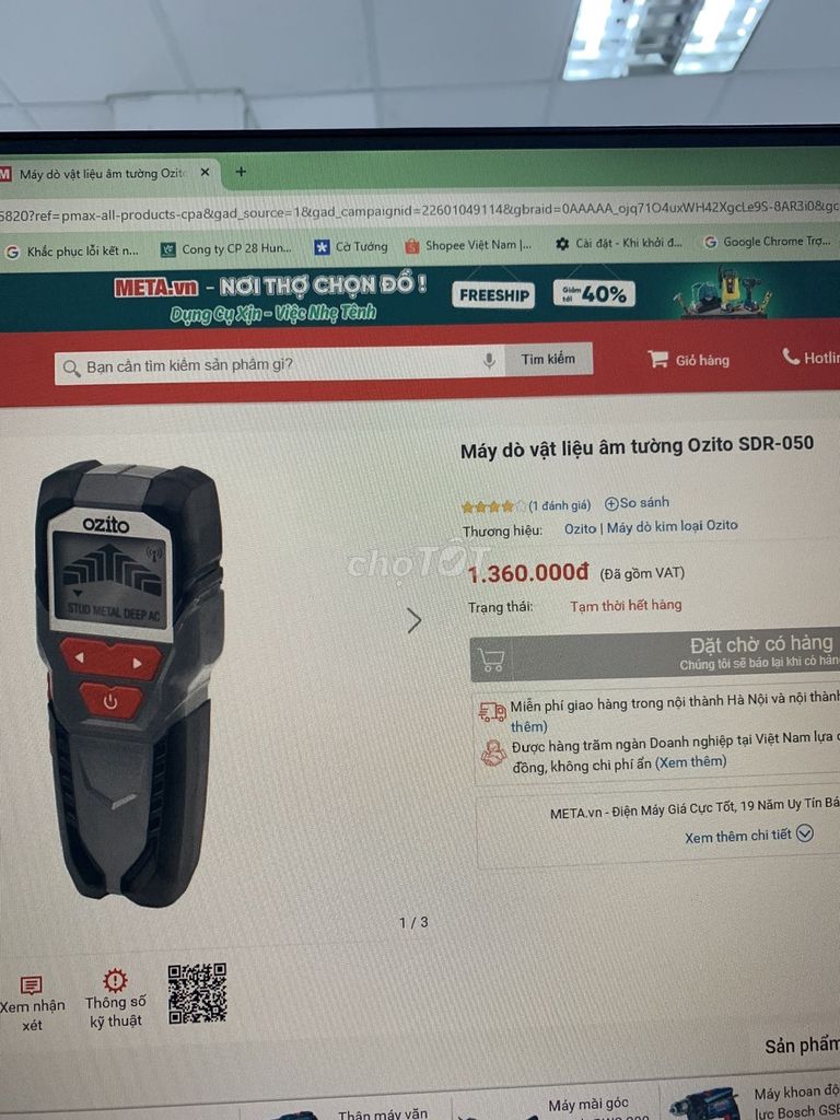 Máy dò vật liệu Ozito SDR-050 Đen. Mua bán Đồ chuyên dụng, Giống nuôi trồng tại Quận Gò Vấp Tp Hồ Chí Minh được đăng bởi Thang Nguyen hình 1