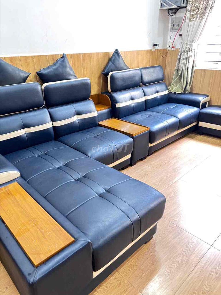 Sofa góc L Da Xanh đen đã sử dụng. Mua bán Bàn ghế tại Thành phố Biên Hòa Đồng Nai được đăng bởi liem nguyen hình 1