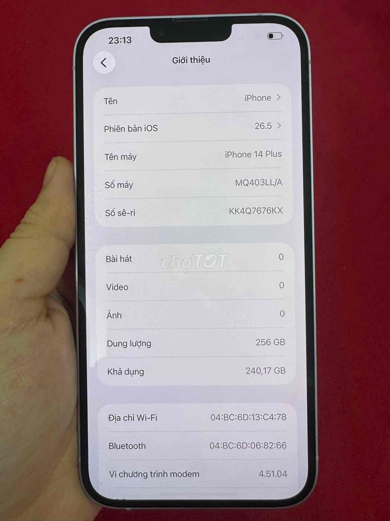Apple iPhone 14 Plus 256GB Tím nhạt 100%. Mua bán Điện thoại tại Quận Gò Vấp Tp Hồ Chí Minh được đăng bởi Nguyễn Anh Tuấn hình 1