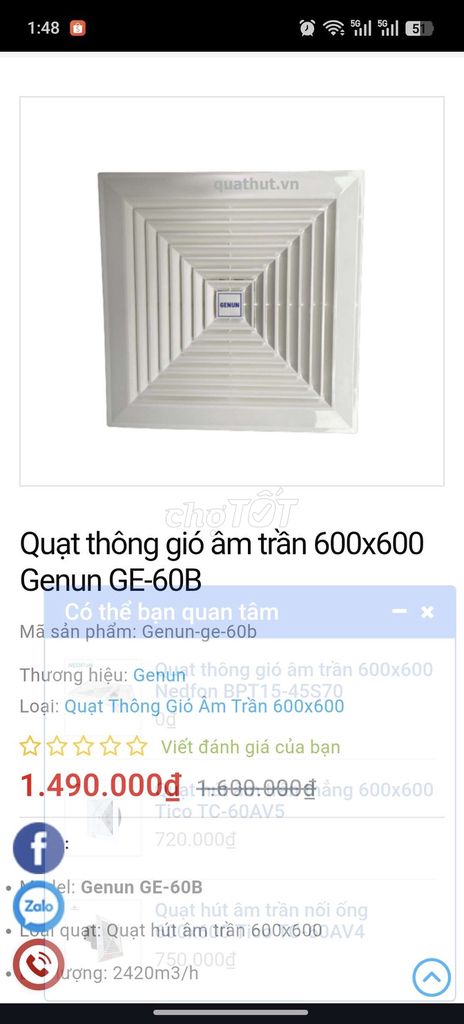 Quạt thông gió âm trần Genun GE-60B Trắng. Mua bán Quạt tại Quận Hoàng Mai Hà Nội được đăng bởi Vi San hình 1