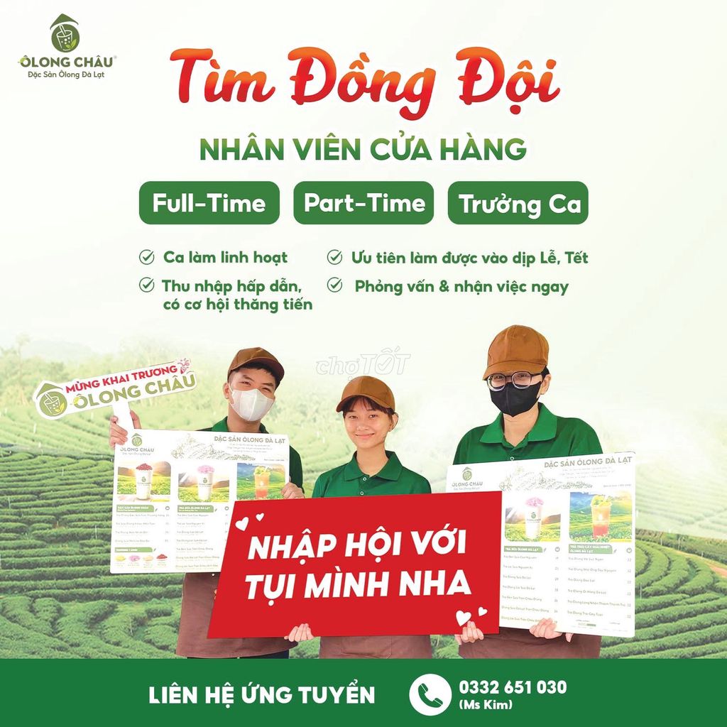 [ GÒ VẤP] TRÀ SỮA ÔLONG CHÂU TUYỂN NHÂN VIÊN