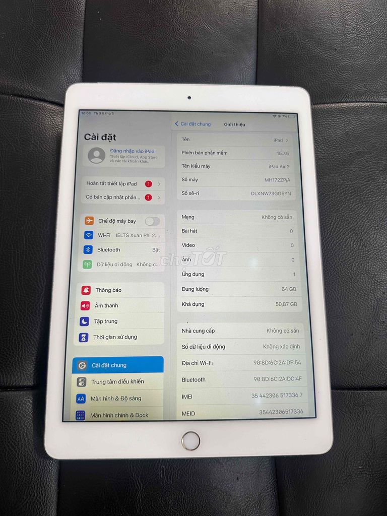 Apple iPad Air 2 64GB Vàng. Mua bán Máy tính bảng tại Quận Nam Từ Liêm Hà Nội được đăng bởi Ngô Thị Yến hình 1