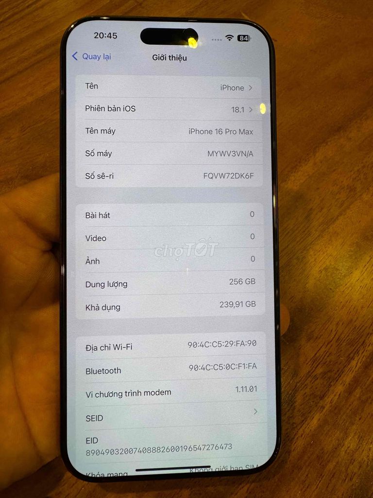 Iphone 16 Pro Max 256gb Đen VN như máy mới!