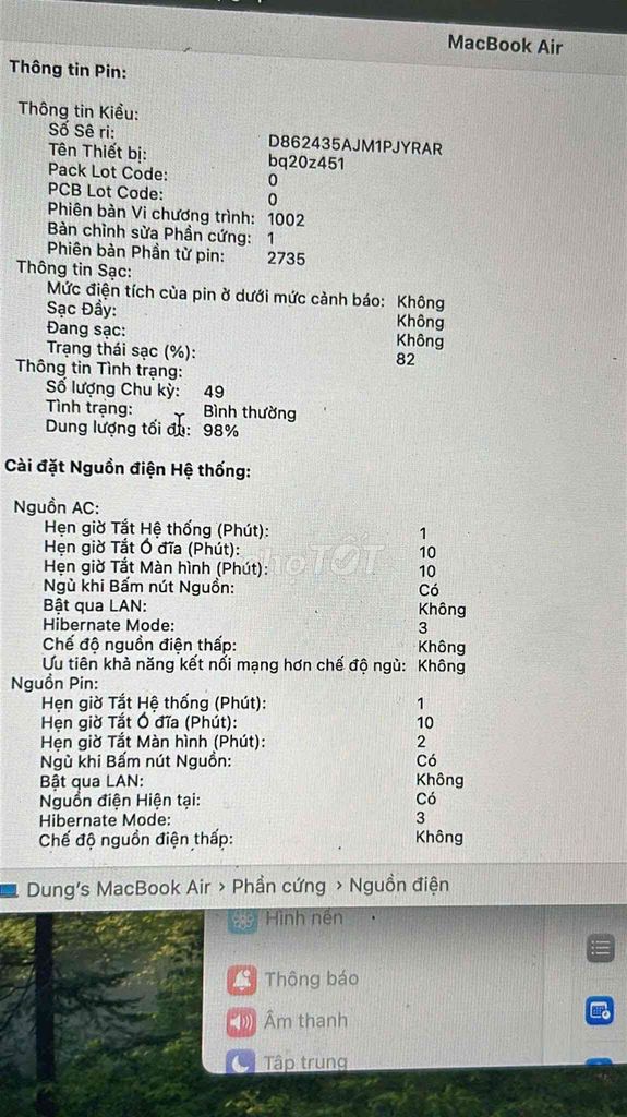 Macbook air 2020 M1 8/256. Mua bán Laptop tại Quận Tân Phú Tp Hồ Chí Minh được đăng bởi The Mercy of God hình 1