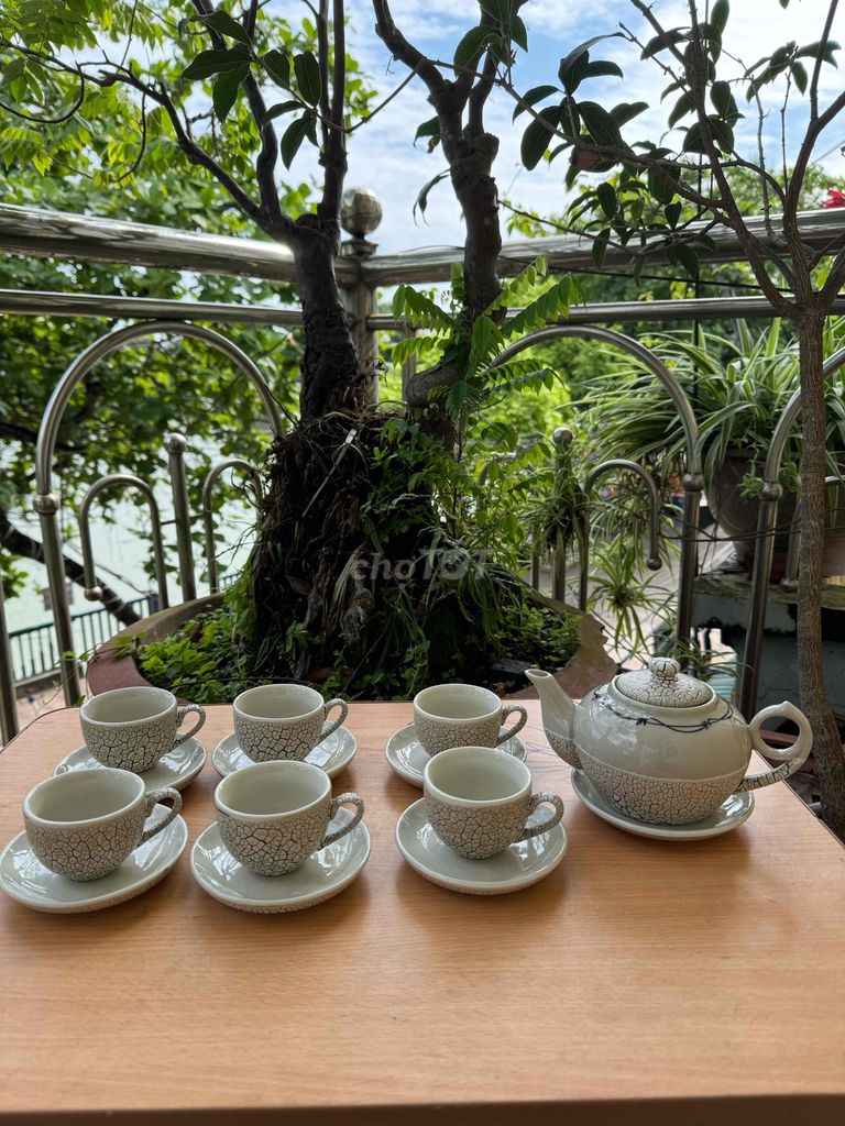 Bộ ấm chén Bát Tràng Gốm sứ Men rạn. Mua bán Nội thất, đồ gia dụng khác tại Huyện Ba Vì Hà Nội được đăng bởi Tuyết Hoàng hình 1