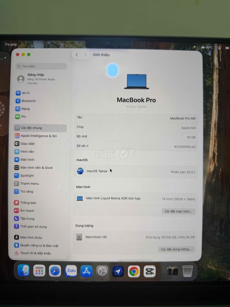 Apple Macbook Pro 14 inch M4 16GB Xám Đã sử dụng. Mua bán Laptop tại Quận Nam Từ Liêm Hà Nội được đăng bởi Phong hình 1