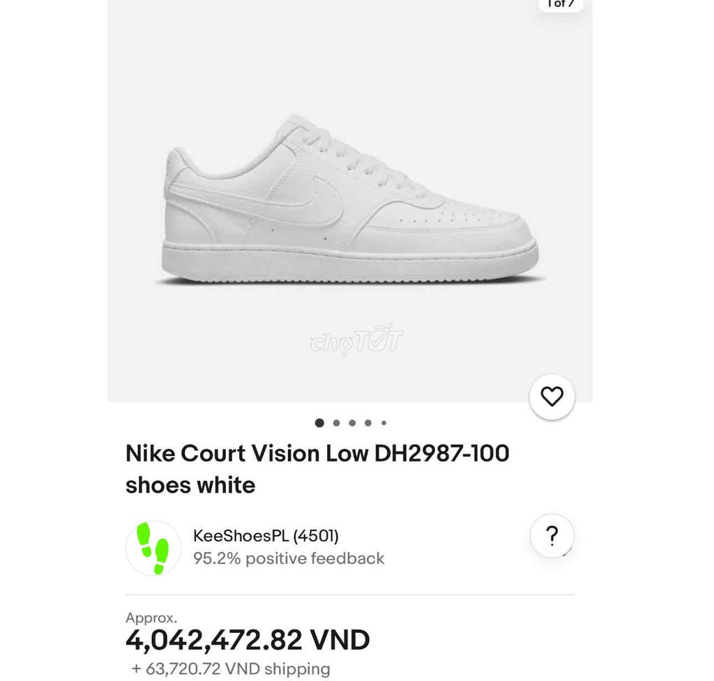 [CHÍNH HÃNG] [Mới 93%] Nike Court Vision, new 4tr