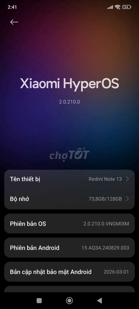 Xiaomi Redmi Note 13 128GB Xanh Lá HyperOS. Mua bán Điện thoại tại Quận Sơn Trà Đà Nẵng được đăng bởi Nguyễn Huy hình 1