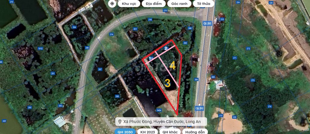 Bán đất 1856m2,sát Quốc Lộ 50,cầu Mỹ Lợi, Phước Đông, Cần Đước Long An