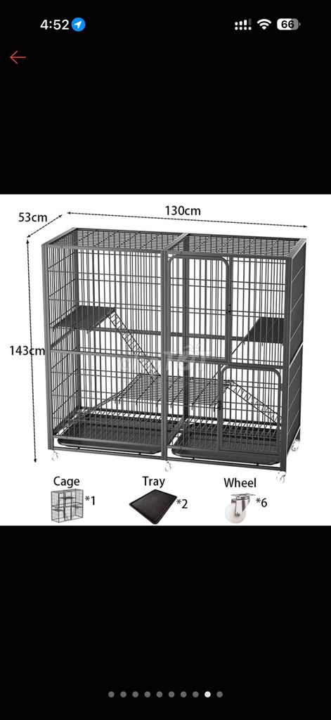 Chuồng mèo Kim loại Đen 130cm x 53cm x 143cm. Mua bán Phụ kiện, Thức ăn, Dịch vụ tại Quận Cái Răng Cần Thơ được đăng bởi LQN hình 1