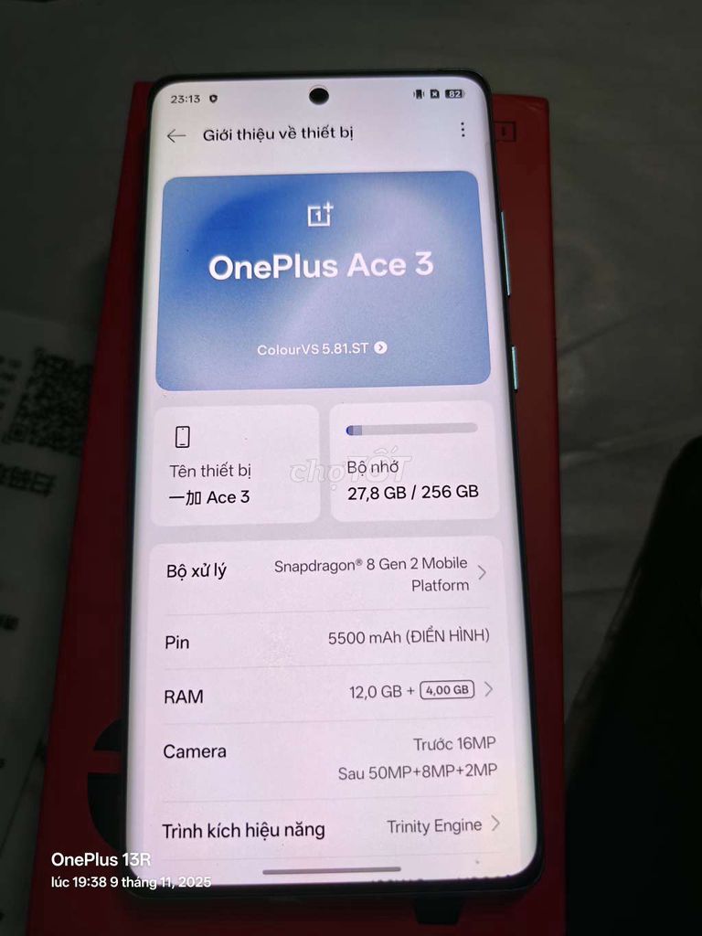 OnePlus Ace 3 (12r) 12/256gb, Snap 8Gen 2. Mua bán Điện thoại tại Quận Hoàng Mai Hà Nội được đăng bởi Nguyễn Tuấn Anh hình 1