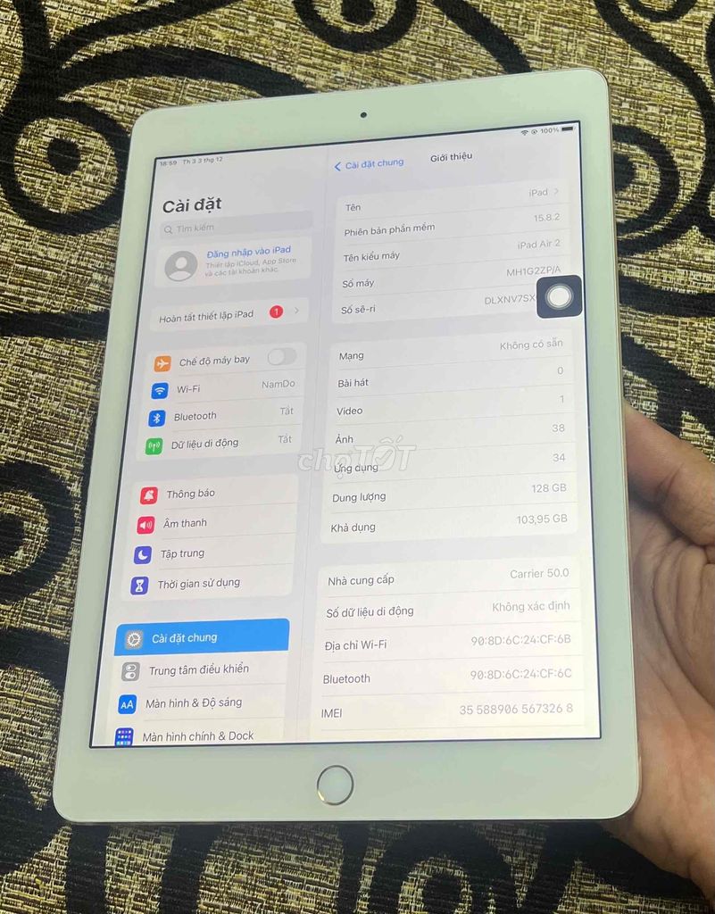 Ipad Air2 Gold Zin full bản 128Gb dùng sim 4G