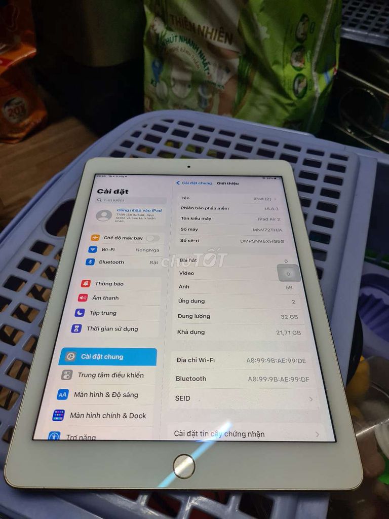 Ipad air2 32g có vân tay