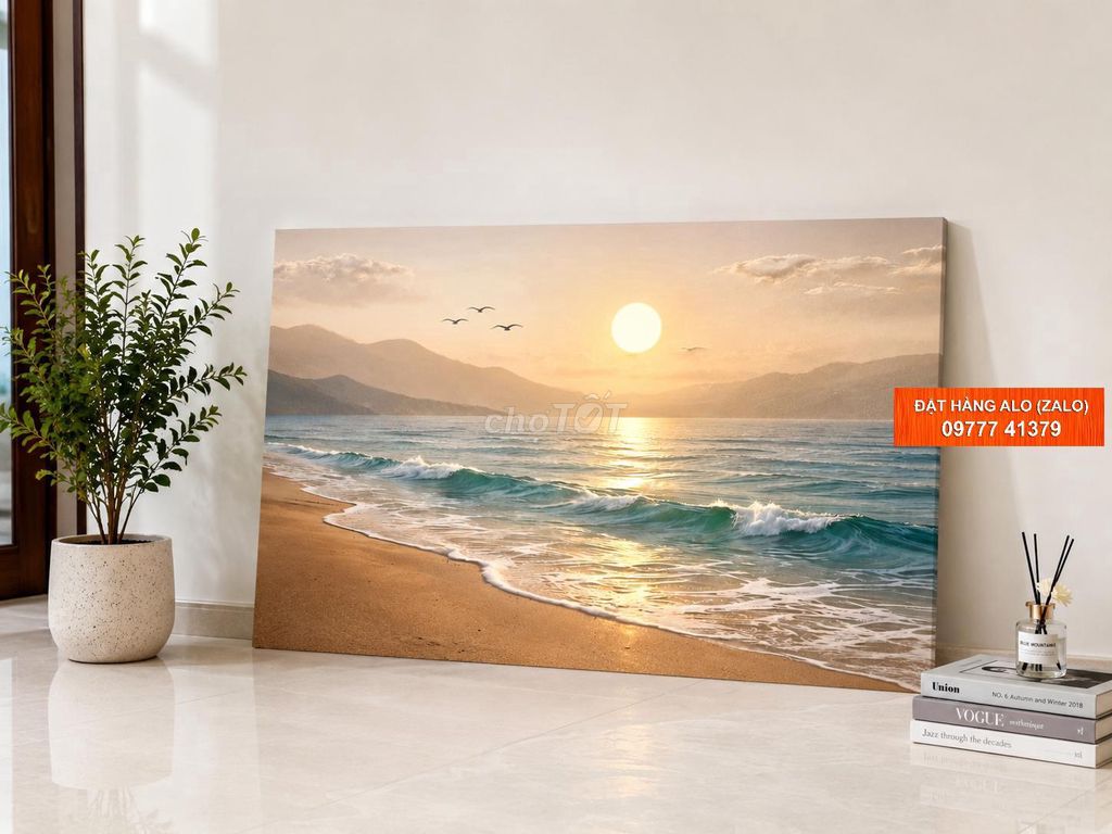 Tranh treo tường Bãi biển hoàng hôn. Mua bán Đồ sưu tầm, đồ cổ tại Quận Hà Đông Hà Nội được đăng bởi Xưởng Tranh Đẹp hình 1