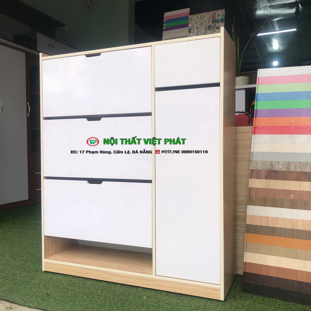 Tủ giày nhựa Đài Loan Trắng, Vân gỗ 30 đôi giày. Mua bán Tủ, kệ gia đình tại Quận Cẩm Lệ Đà Nẵng được đăng bởi Nội Thất Nhựa Đài Loan Việt Phát hình 1