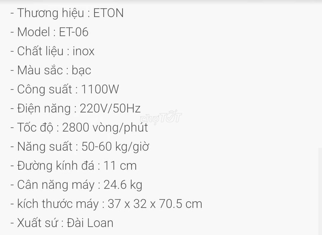 Máy xay đậu nành inox 304 Eton