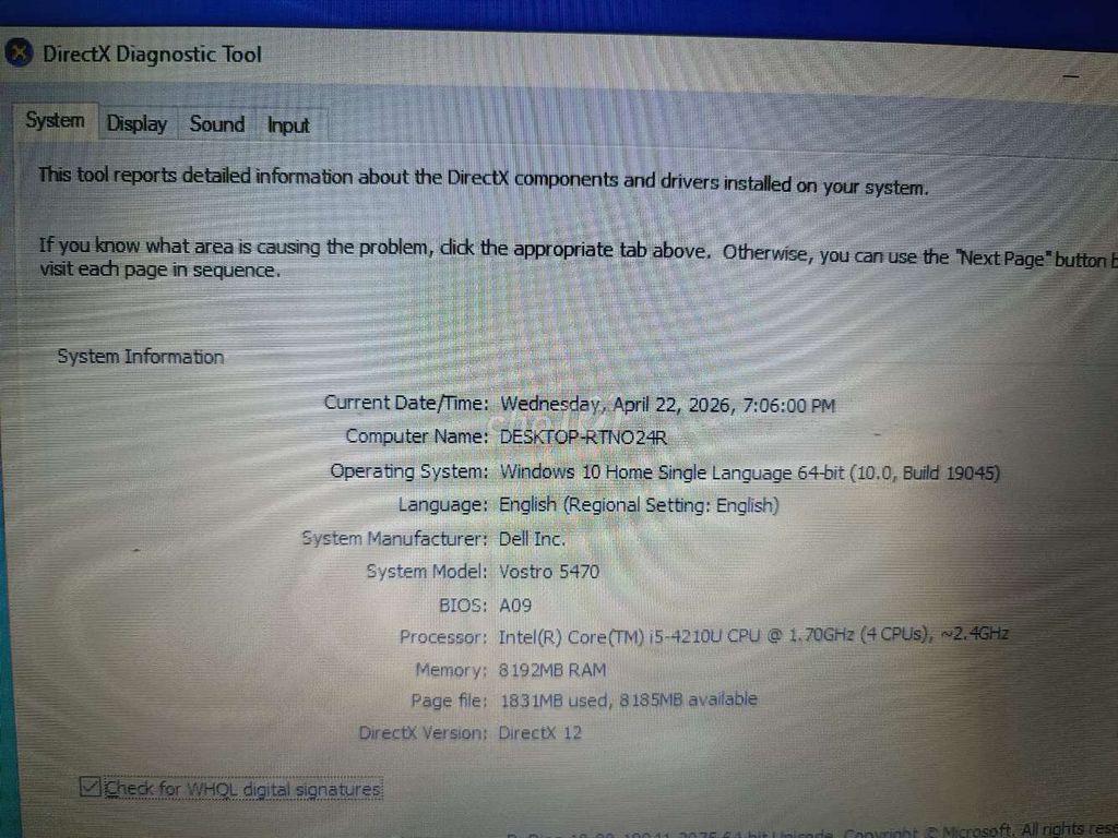 Dell Vostr***0U 8GB/850GB. Mua bán Laptop tại Thành phố Biên Hòa Đồng Nai được đăng bởi Đinh Phụng hình 1