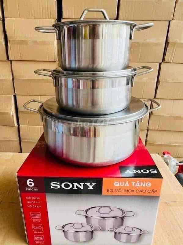 Bộ nồi Sony Inox Bạc 16cm, 18cm, 24cm. Mua bán Dụng cụ nhà bếp tại Thành phố Huế Thừa Thiên Huế được đăng bởi gia dụng Huế hình 1