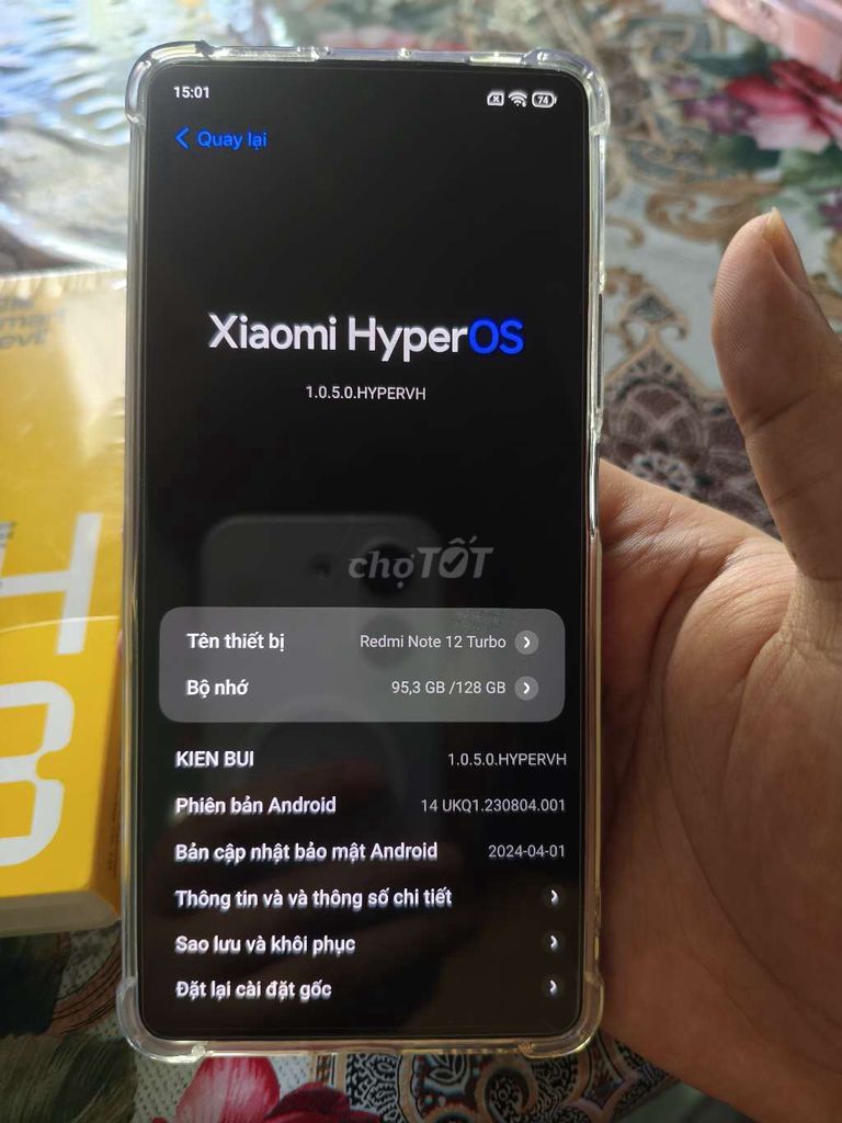 Xiaomi Redmi Note 12 Turbo 128GB Đen. Mua bán Điện thoại tại Huyện Phú Vang Thừa Thiên Huế được đăng bởi Sang hình 1
