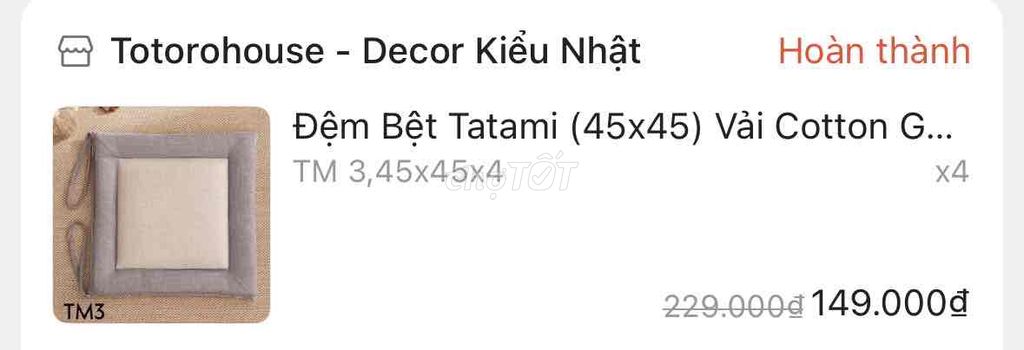 Đệm ngồi bệt Totorohouse Vải Cotton 45x45cm. Mua bán Giường, chăn ga gối nệm tại Quận 1 Tp Hồ Chí Minh được đăng bởi Nga Vu hình 1