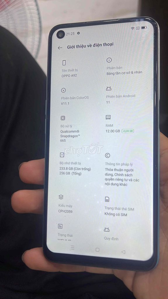 OPPO A92 256GB Xanh trắng. Mua bán Điện thoại tại Huyện Củ Chi Tp Hồ Chí Minh được đăng bởi Đức duy 79 hình 1