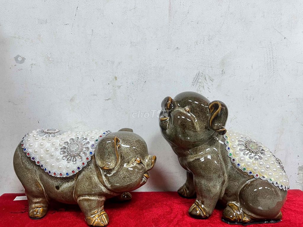 Cặp Heo GốmSứ men chảy đính đá,ngọc trai trang trí. Mua bán Đồ sưu tầm, đồ cổ tại Quận 3 Tp Hồ Chí Minh được đăng bởi Tuỳ Duyên 2 hình 6
