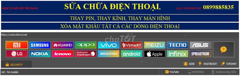 Chạy phá mật khẩu, Samsung, oppo, Iphone