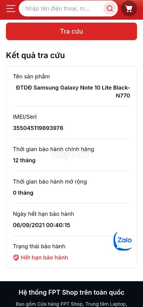 SAMSUNG NOTE 10 LITE CHÍNH HÃNG FPT