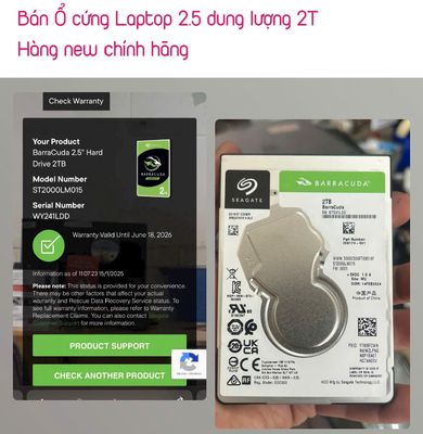 HDD 2.5 laptop dung lượng 2T NEW Chính Hãng. Mua bán Linh kiện (RAM, Card...) tại Thành phố Thủ Đức Tp Hồ Chí Minh được đăng bởi laptop115
