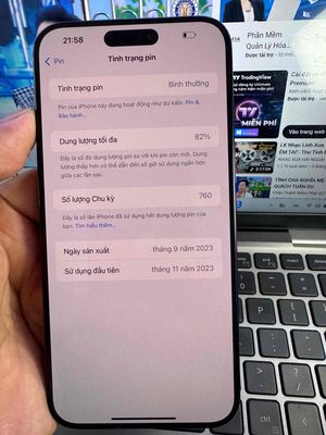 Apple iPhone 15 Pro Max 256GB Xanh 98%