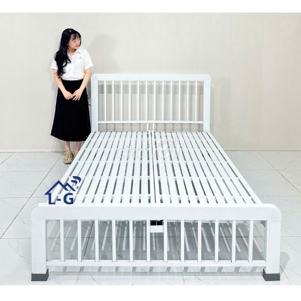 Giường sắt 1m2 x 2m sơn tĩnh điện trắng. Mua bán Giường, chăn ga gối nệm tại Thị xã Tân Uyên Bình Dương được đăng bởi NỘI THẤT LÂM GIA PHÁT  hình 1