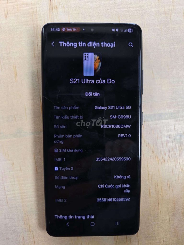 Samsung Galaxy S21 Ultra 128GB 12GB . Mua bán Điện thoại tại Thành phố Biên Hòa Đồng Nai được đăng bởi Dongocxuyen hình 1