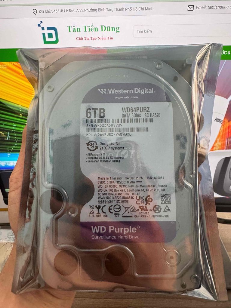 Ổ cứng Western Digital WD64PURZ 6TB. Mua bán Linh kiện (RAM, Card...) tại Quận Bình Tân Tp Hồ Chí Minh được đăng bởi Tân Tiến Dũng hình 1