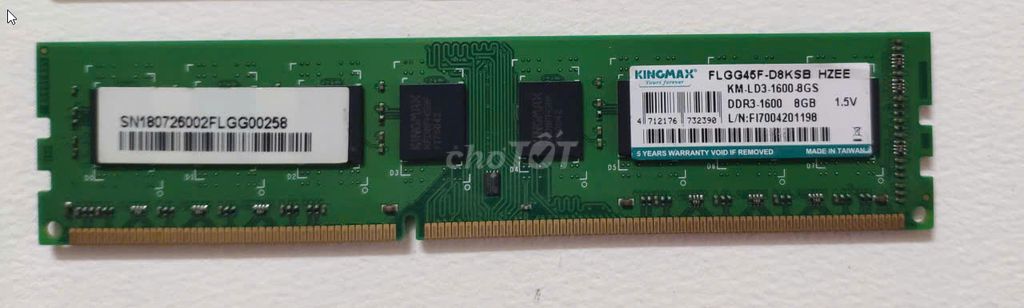 RAM KINGMAX 8GB DDR3 1600MHz Đài Loan. Mua bán Linh kiện (RAM, Card...) tại Thành phố Sóc Trăng Sóc Trăng được đăng bởi TIN HOC TUAN TRAN hình 1
