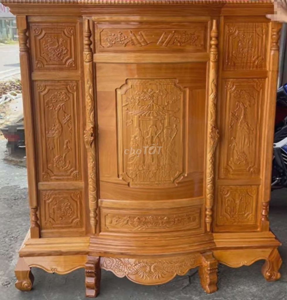 Tủ thờ Gỗ căm xe Nâu gỗ 1m45. Mua bán Tủ, kệ gia đình tại Huyện Thới Lai Cần Thơ được đăng bởi Đồ Gỗ Nội Thất Phước Lộc hình 1