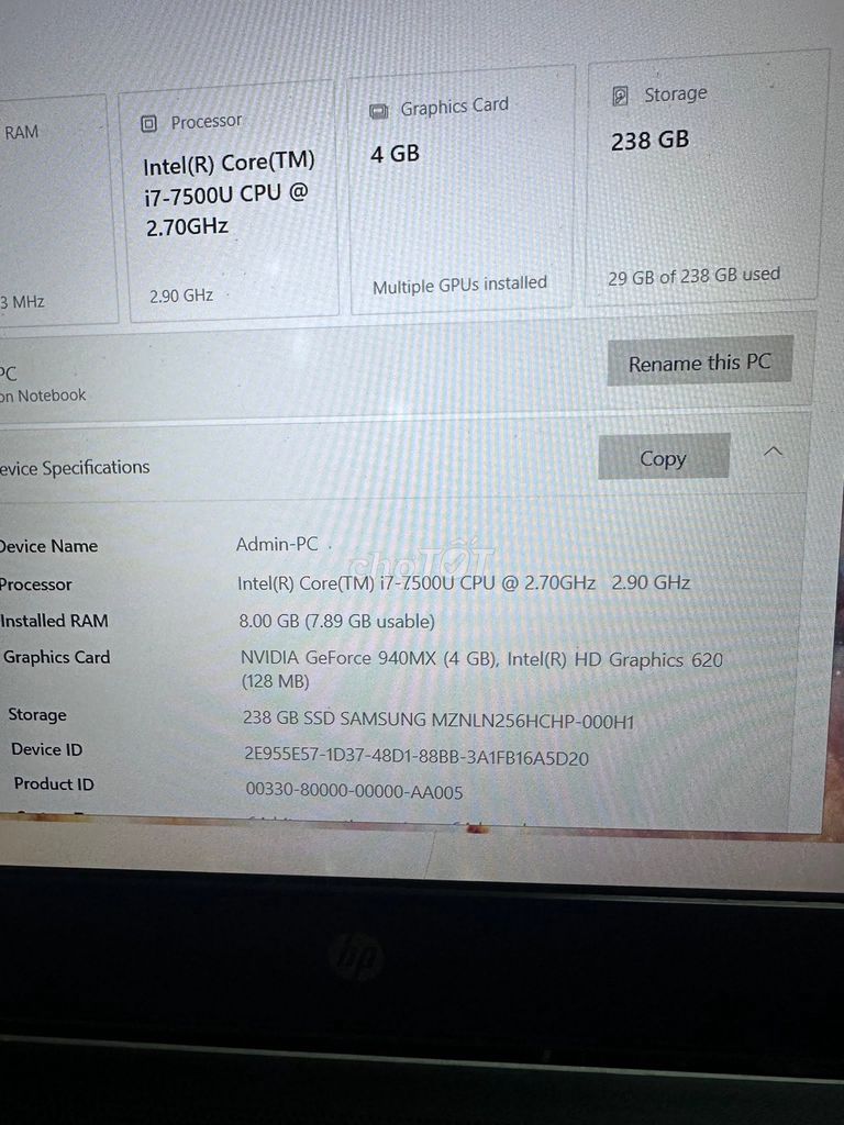 HP Pavilion 15 i7 Gen 7 15.6 inch 8GB/256GB. Mua bán Laptop tại Quận 10 Tp Hồ Chí Minh được đăng bởi TNT Memory hình 1
