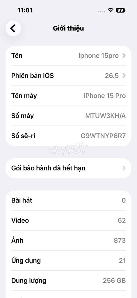 Apple iPhone 15 Pro 256GB Trắng Titan KH/A 90% pin. Mua bán Điện thoại tại Quận Thanh Khê Đà Nẵng được đăng bởi Lê ngọc duy hình 1