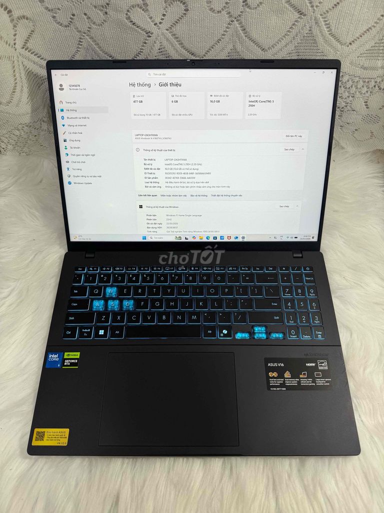 Asus Gaming V16 V3607VU 16 inch 16GB/512GB. Mua bán Laptop tại Thị xã Duyên Hải Trà Vinh được đăng bởi Nguyen Truong Giang hình 1