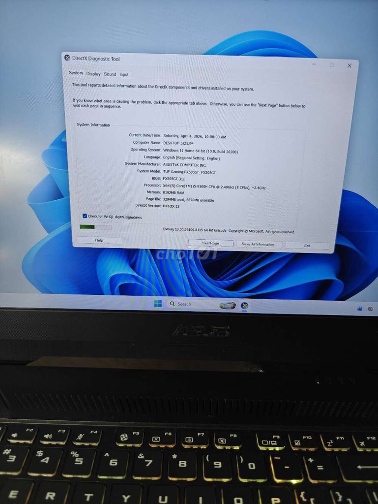 Asus TUF Fx505GT i5 8GB/512G/VGA onboard. xài tốt. Mua bán Laptop tại Quận 12 Tp Hồ Chí Minh được đăng bởi Cầm Đồ Thanh Lý hình 1