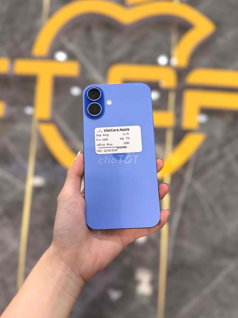 IPhone 16Plus Blue Pin 100 Sạc Vài Chục Lần CBH. Mua bán Điện thoại tại Quận Thanh Khê Đà Nẵng được đăng bởi VietCare hình 1