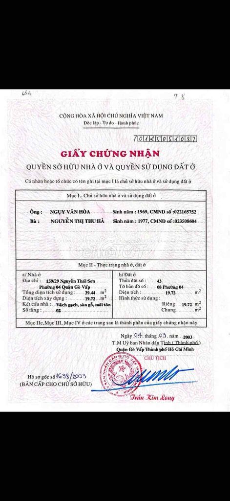 Xe hơi tới cửa, hẻm sạch đẹp và an ninh, ĐC: 159/29 Nguyên  thái sơn,